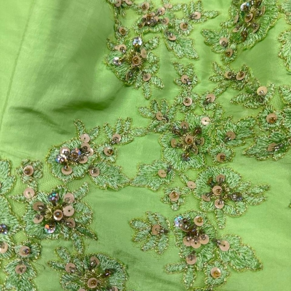 Chartreuse Beaded Fairycore Gown Y2K Princess Formal‎ Dress Womens 10 - Picture 2 of 8